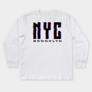 NYC glitch effect Kids Long Sleeve T-Shirt